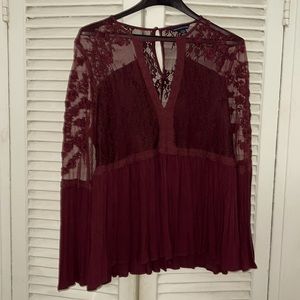 American Eagle Burgundy Lace Blouse never worn!!